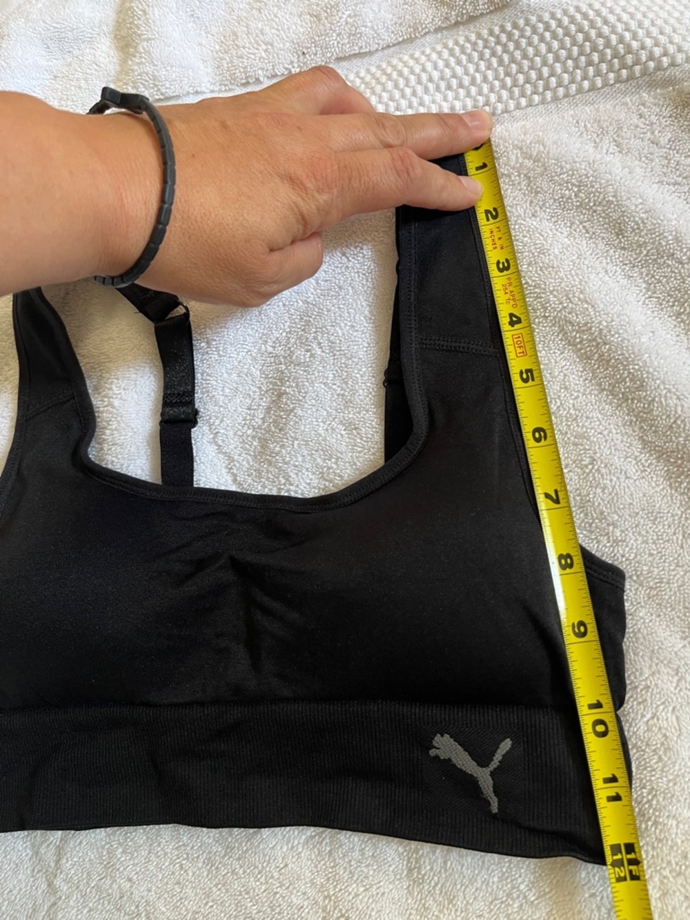 PUMA Performance Seamless Sports Bra Black Sports Bra Silver Logo, Women’s Sz S - Picture 8 of 9